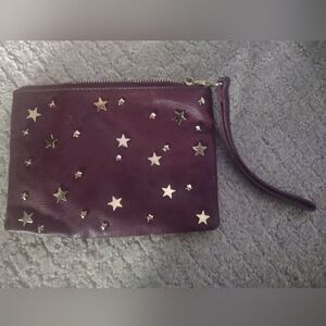 G.H. Bass & Co. Plum Star-Embellished Wristlet